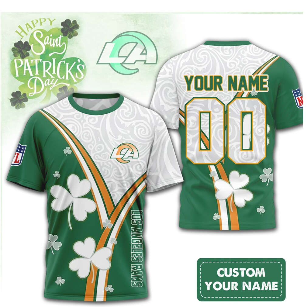 Custom Los Angeles Rams St. Patrick’s Day Clover NFL Shirt Custom Los Angeles Rams St. Patrick’s Day Clover NFL Shirt