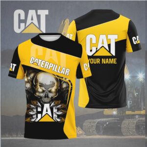 Custom Name Caterpillar CAT Excavator Skull T Shirt Custom Name Caterpillar CAT Excavator Skull T Shirt