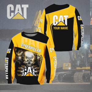 Custom Name Caterpillar CAT Excavator Skull T Shirt