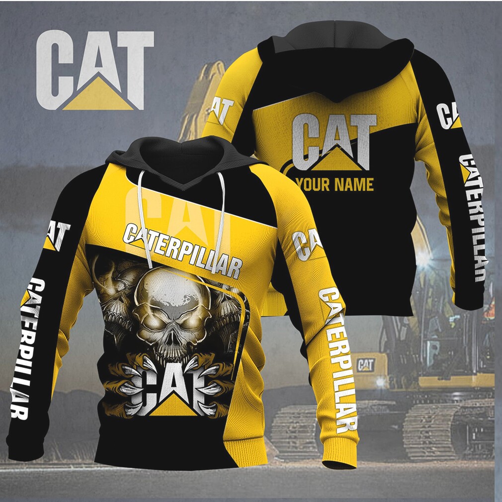 Custom Name Caterpillar CAT Excavator Skull T Shirt Custom Name Caterpillar CAT Excavator Skull T Shirt