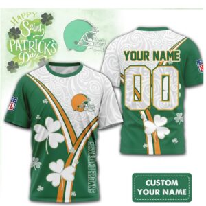 Custom Name Cleveland Browns St. Patrick's Day Shamrock Football Shirt