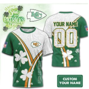 Custom Name Kansas City Chiefs St. Patrick's Day Shamrock Football Shirt