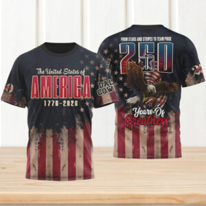 Dallas Cowboys 250 Years Of Greatness 1776 2026 Patriotic Eagle NFL T Shirt