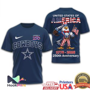 Dallas Cowboys 250th Anniversary 1776 2026 Patriotic Eagle T Shirt