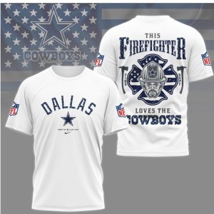 Dallas Cowboys Firefighter First In Last Out Hero Men's First Responder Football T Shirt