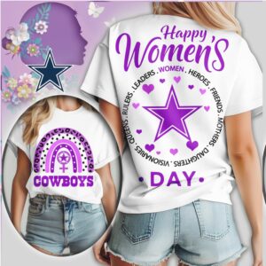 Dallas Cowboys Happy Womens Day NFL Purple Star Rainbow Shirt