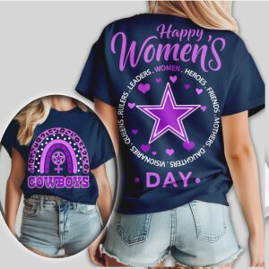 Dallas Cowboys Happy Womens Day NFL Purple Star Rainbow Shirt