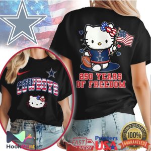 Dallas Cowboys Hello Kitty 250 Years Of Freedom Patriotic Star NFL T Shirt