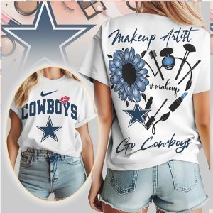 Dallas Cowboys Makeup Artist Blue Sunflower Women's Fan Shirt