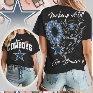 Dallas Cowboys Makeup Artist Blue Sunflower Women's Fan Shirt