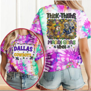 Dallas Cowboys Mardi Gras Vibes Thick Thighs Mascot NFL T Shirt