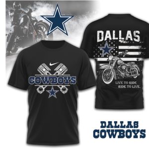 Dallas Cowboys Motorcycle American Flag Biker Fan Gear Navy Blue Football T Shirt