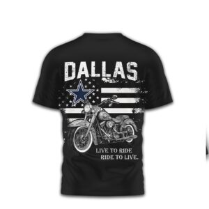 Dallas Cowboys Motorcycle American Flag Enthusiast NFL Shirt