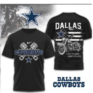 Dallas Cowboys Motorcycle American Flag Enthusiast NFL Shirt