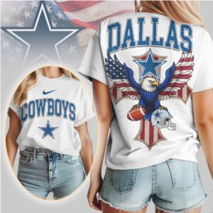 Dallas Cowboys Patriotic Eagle American Flag Cross NFL Football T Shirt
