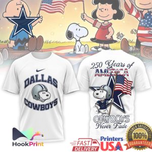 Dallas Cowboys Snoopy 250 Years of America Never Fade NFL Shirt