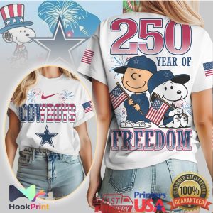 Dallas Cowboys Snoopy Charlie Brown 250 Years of Freedom T Shirt