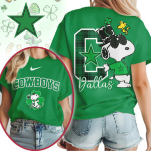 Dallas Cowboys Snoopy St. Patrick's Day Green Plaid NFL Football T Shirt