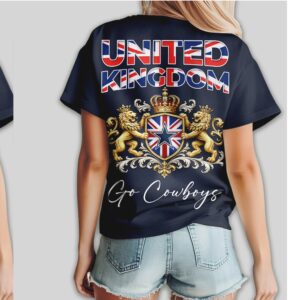 Dallas Cowboys United Kingdom British Heritage NFL Football T Shirt Dallas Cowboys United Kingdom British Heritage NFL Football T Shirt