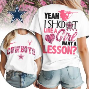 Dallas Cowboys Yeah I Shoot Like A Girl Pink Camo Hunting NFL Football T Shirt Dallas Cowboys Yeah I Shoot Like A Girl Pink Camo Hunting NFL Football T Shirt