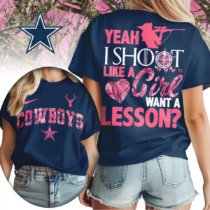Dallas Cowboys Yeah I Shoot Like A Girl Pink Camo Hunting NFL Football T Shirt