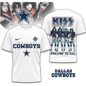 Dallas Cowboys x KISS Dressed To Kill Rock Band NFL Mashup T Shirt