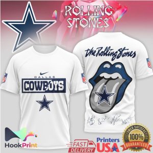 Dallas Cowboys x Rolling Stones Lone Star Tongue Signature T Shirt