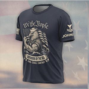 Defenders of the Sea US Navy Eagle Sailor Patriotic T Shirt