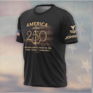Defending America From The Sea 250th Anniversary US Navy Rope Anchor T Shirt