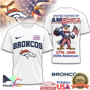 Denver Broncos 250th Anniversary 1776 2026 Patriotic Eagle T Shirt