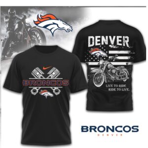 Denver Broncos Biker Pistons Live To Ride Custom NFL Shirt