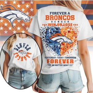 Denver Broncos Forever Fan Crystal Heart Win Or Lose Team Loyalty Orange T Shirt