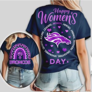 Denver Broncos Happy Womens Day Purple Leopard Rainbow NFL Shirt