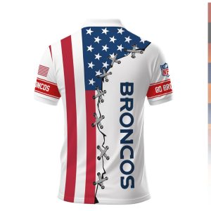 Denver Broncos NFL American Flag Spirit Lace Up Design Polo