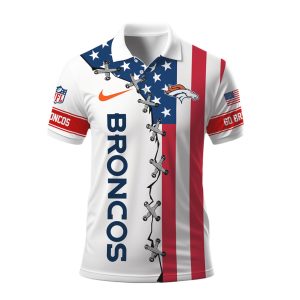 Denver Broncos NFL American Flag Spirit Lace Up Design Polo