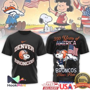 Denver Broncos Snoopy 250 Years of America Patriotic Football T Shirt