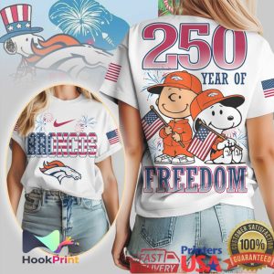 Denver Broncos Snoopy Charlie Brown 250 Years of Freedom T Shirt