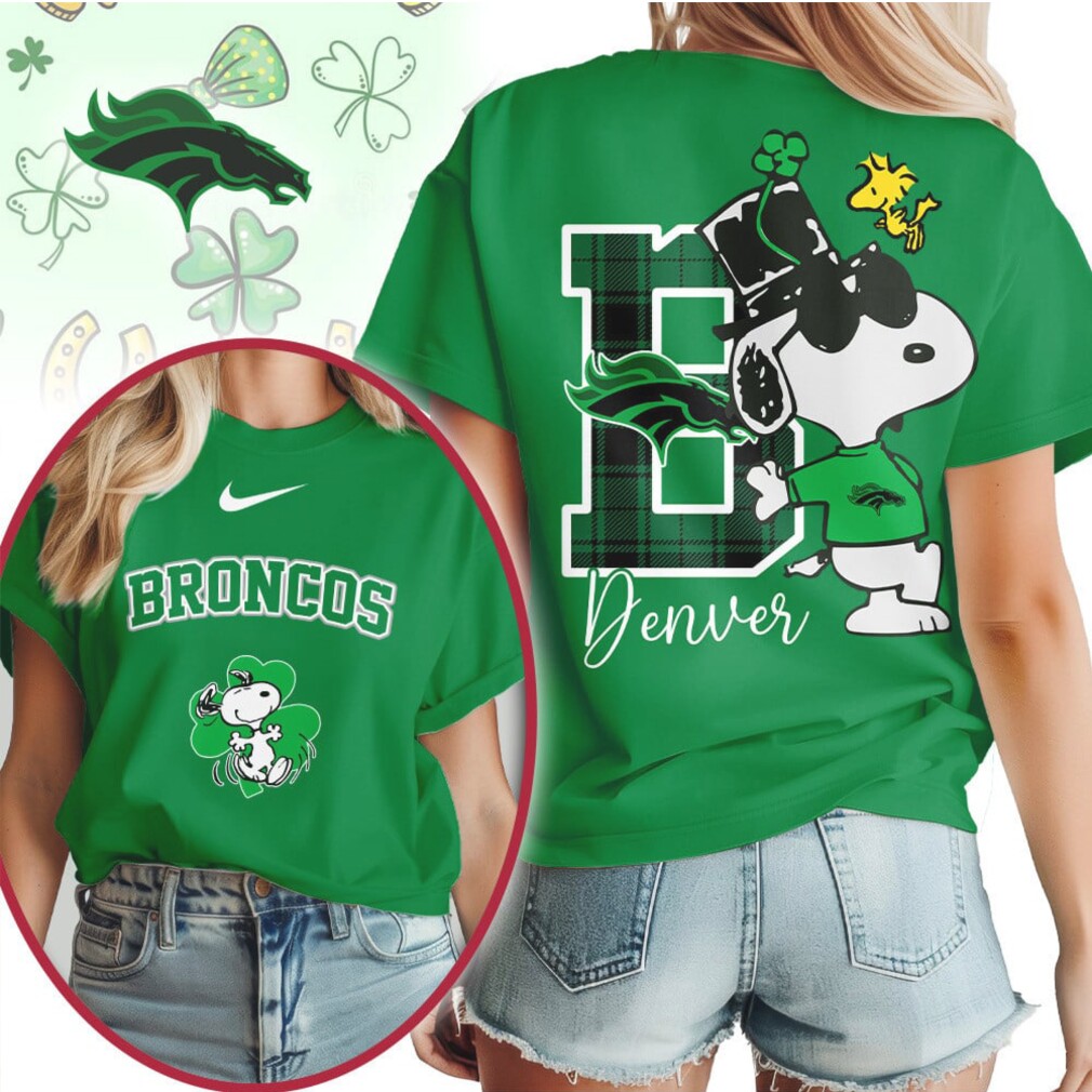 Denver Broncos Snoopy St. Patrick's Day Lucky Clover NFL Football T Shirt Denver Broncos Snoopy St. Patrick's Day Lucky Clover NFL Football T Shirt