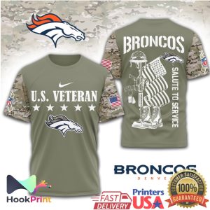 Denver Broncos U.S. Veteran Salute to Service Olive Camo T Shirt
