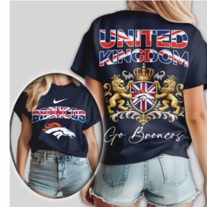 Denver Broncos UK Flag Royal Crest British Pride NFL Football T Shirt