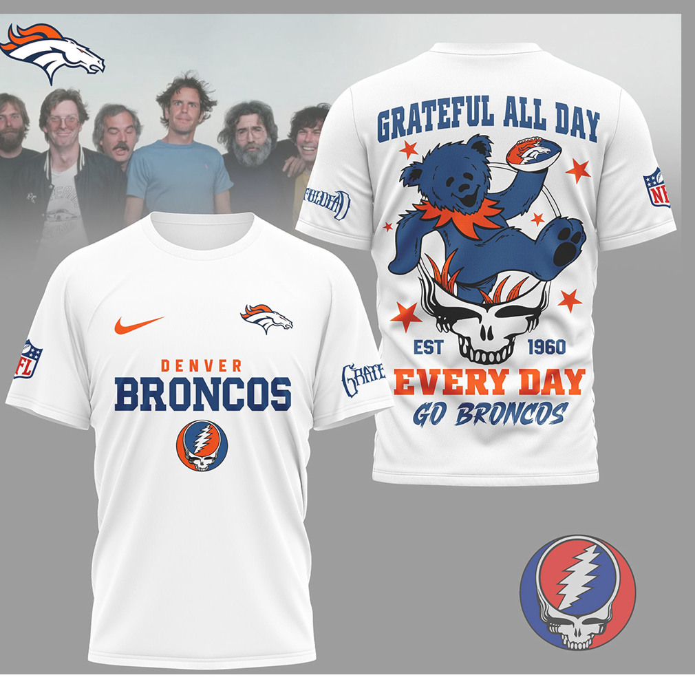 Denver Broncos x Grateful Dead Dancing Bear NFL T Shirt Denver Broncos x Grateful Dead Dancing Bear NFL T Shirt