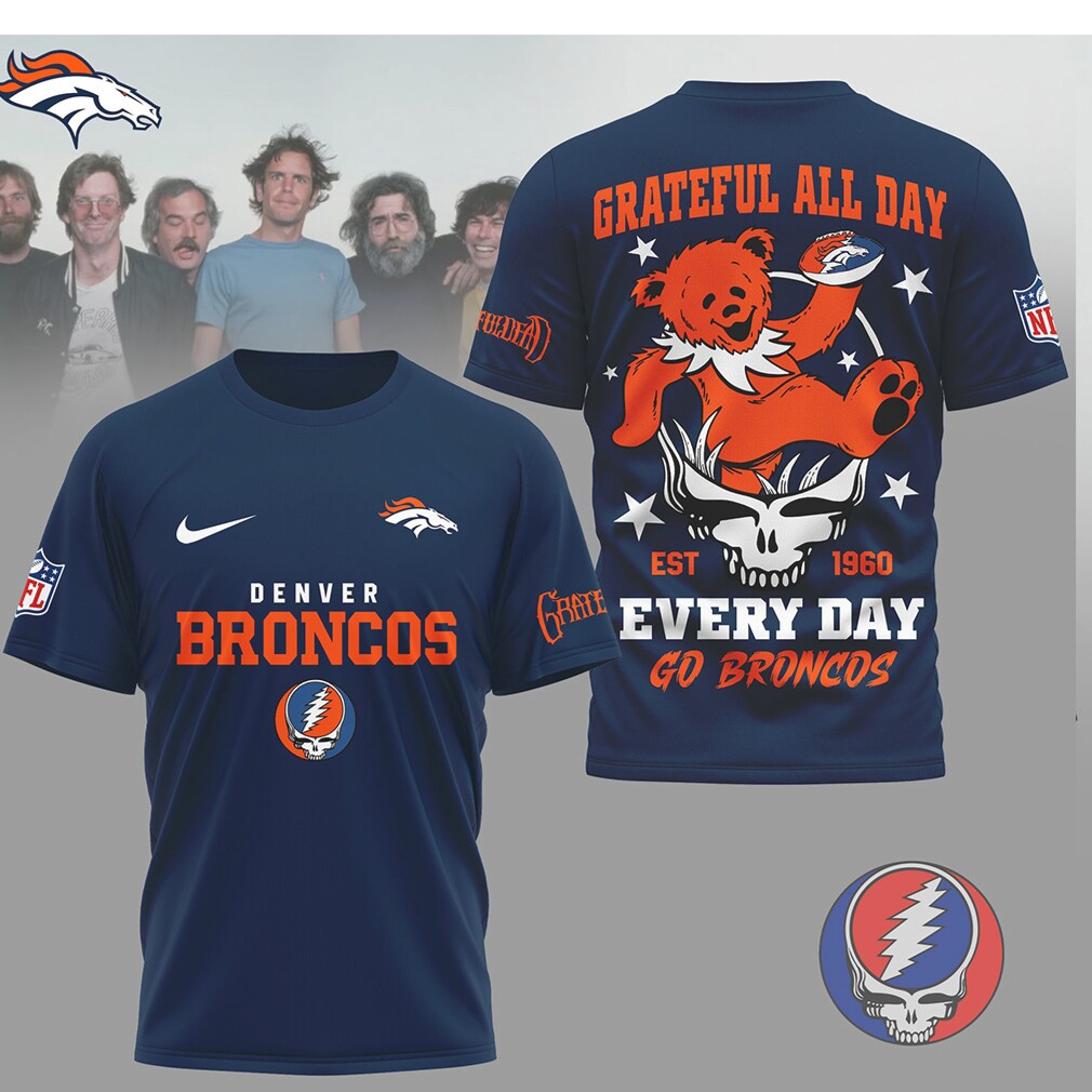 Denver Broncos x Grateful Dead Dancing Bear NFL T Shirt Denver Broncos x Grateful Dead Dancing Bear NFL T Shirt