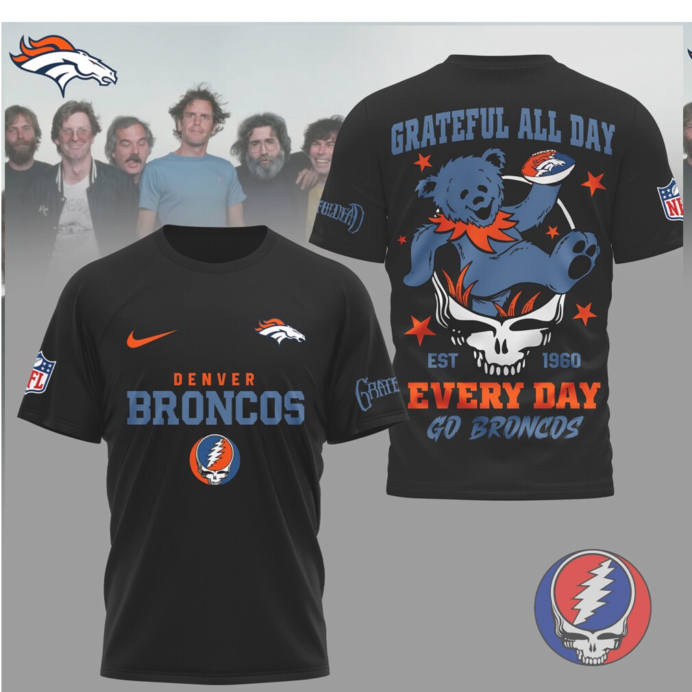 Denver Broncos x Grateful Dead Dancing Bear NFL T Shirt Denver Broncos x Grateful Dead Dancing Bear NFL T Shirt