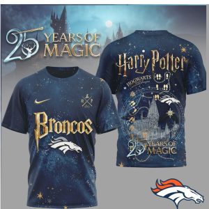 Denver Broncos x Harry Potter 25 Years of Magic Navy T Shirt