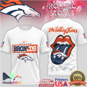 Denver Broncos x The Rolling Stones Tongue Logo Signature T Shirt