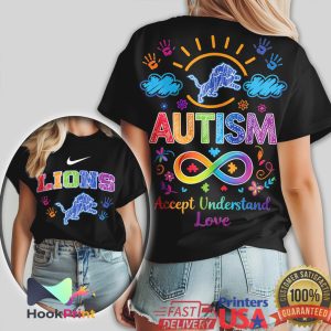 Detroit Lions Autism Awareness Rainbow Infinity Support T Shirt