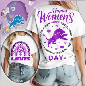 Detroit Lions Happy Womens Day NFL Football Purple Rainbow Fan Shirt