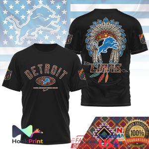 Detroit Lions NFL Native American Heritage Month Headdress T Shirt