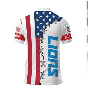 Detroit Lions NFL Patriotic USA Flag Lace Up Performance Polo