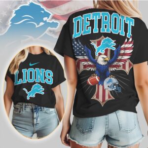 Detroit Lions Patriotic Eagle American Flag Cross NFL Football T Shirt Detroit Lions Patriotic Eagle American Flag Cross NFL Football T Shirt